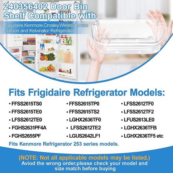 for Frigidaire Refrigerator Door Bin | Top Shelf Upgrade | Replaces 240356402 - Picture 6 of 8